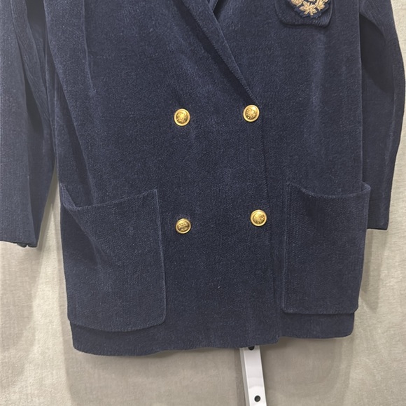 Lauren Ralph Lauren Womens Navy Double Breasted Chenille Blazer Wire Crest - Picture 8 of 8